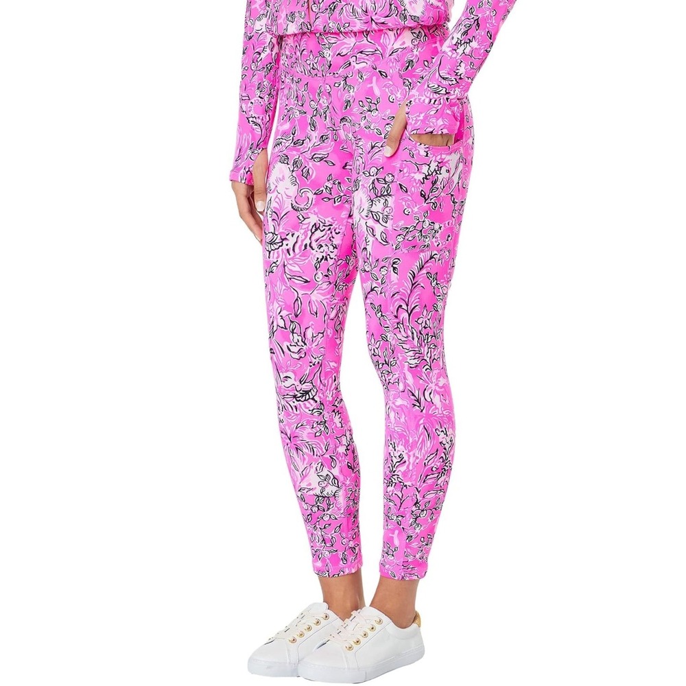 Lilly Pulitzer Luxletic Weekender Mid Rise Midi Leggings Pulmeria Pink M